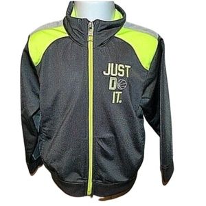 NIKE gray green zip-up track jacket Just Do It